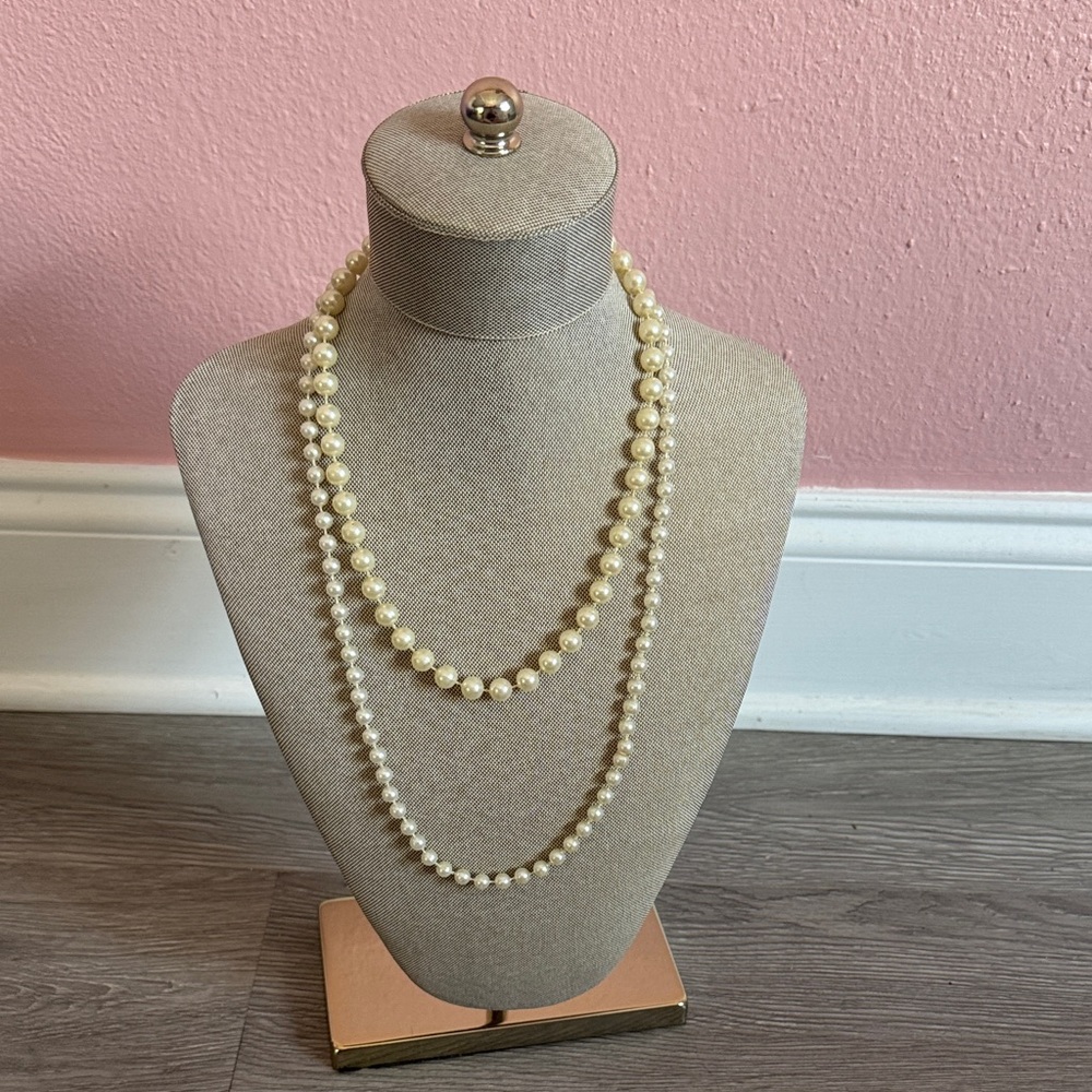 2 Elegant Cream Faux Pearl Necklace
